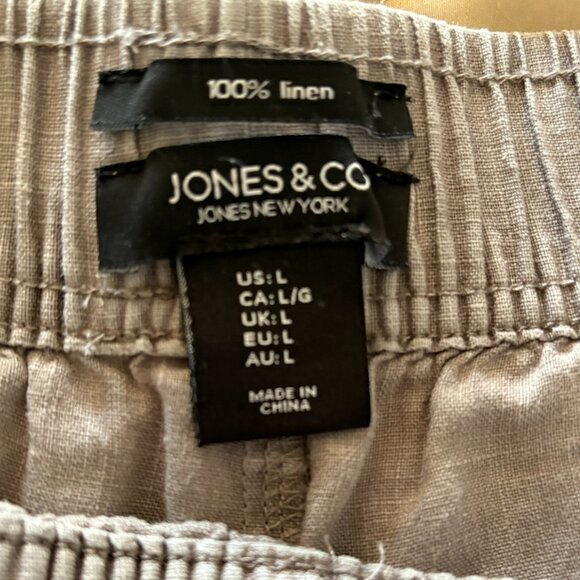 Jones & Co Women's 100% Linen Gray Wide Leg Pants Summer Casual Pants Sz L - Picture 4 of 4